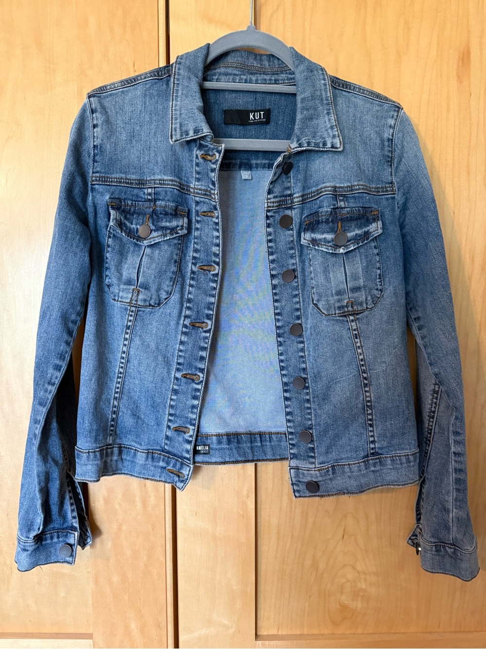 KUT from the Kloth Denim Jacket Size Small Blue Stretch